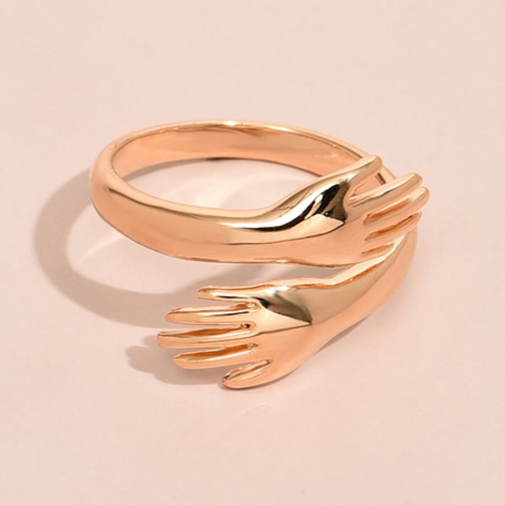 Gold Hug Cuff Ring Cute Y2K Adjustable Glamour Minimalist Feminine Gift - Picture 2 of 2